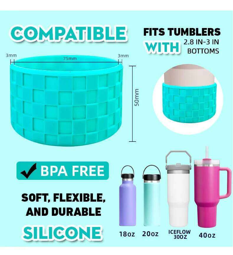 Thermos Silicone Cup Sleeves Ice-Proof Cup Sleeves Sports Water Bottle Sleeves Space Cup Bottom Sleeves Car Cup Silicone Sleeves