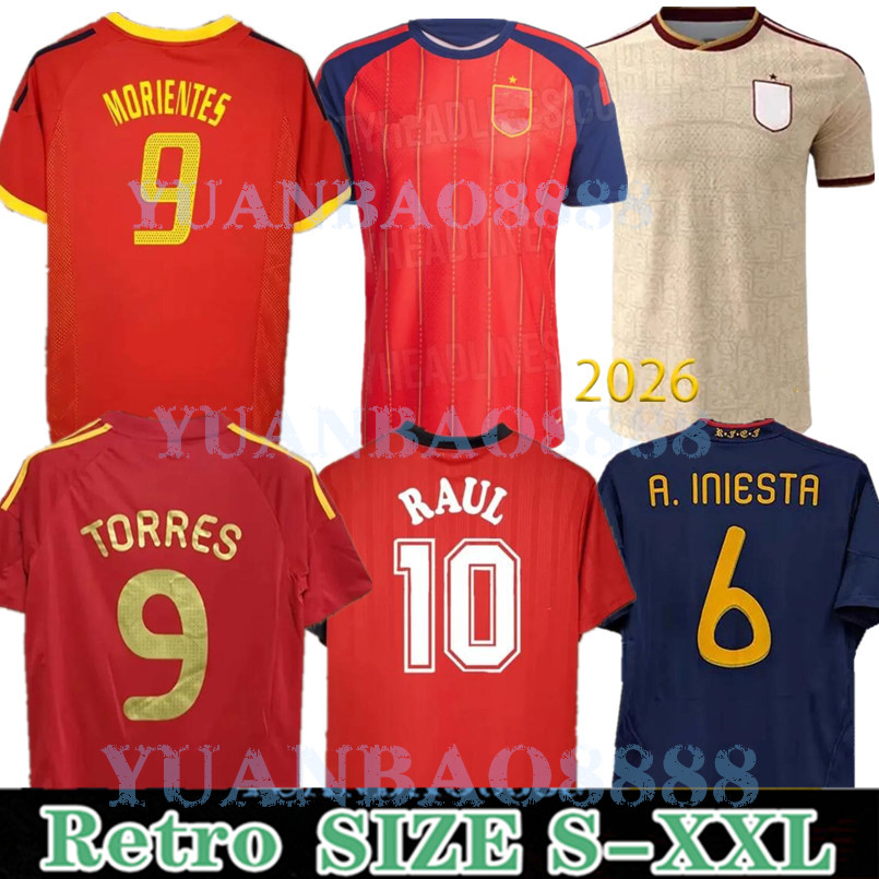 final 1998 Spain retro jersey 1996 1994 RAUL XAVI Hierro LUIS ENSRIQUE ALONSO Caminero Iniesta PUYOL PIQUE David Villa TORRES 08 2012 2002 Guerrero Guardiola RAMOS