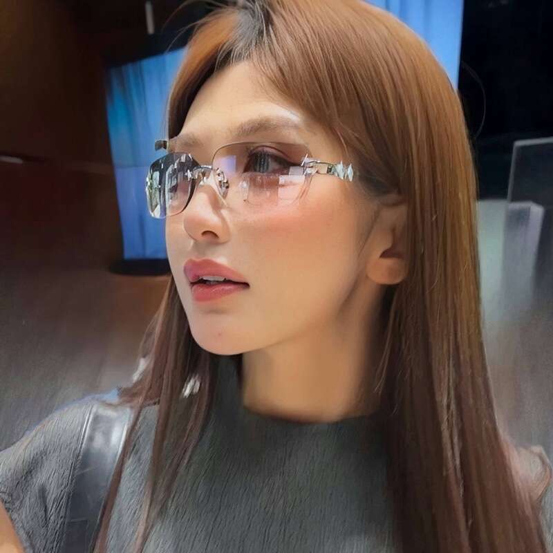 Sunglasses Y2K Frameless Five Pointed Concave Bowknot Metal Frame Personality Design for Driving and Outdoor Wear Gift High Quality Texture