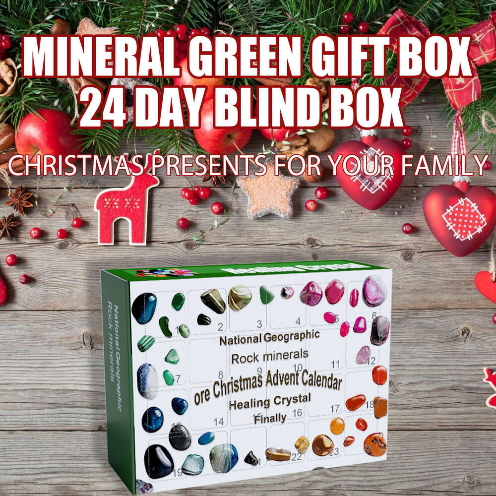 Dowmoo 24-Grid Surprise Blind Guess Toy 24-Day Countdown Treasure Mineral Christmas Gift Box S260202