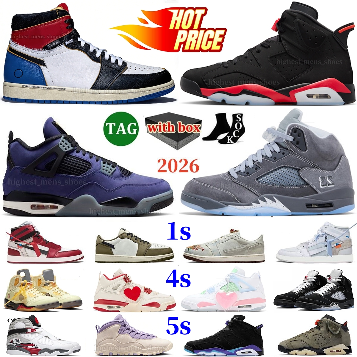 with box 1s 4s 5s 6s Basketball Shoes 5 Wolf Grey designer shoes men shoes 4 Sierra Red Lakers 6 Infrared Salesman high Fragment low CNY 10s Wild Grape trainers sneakers