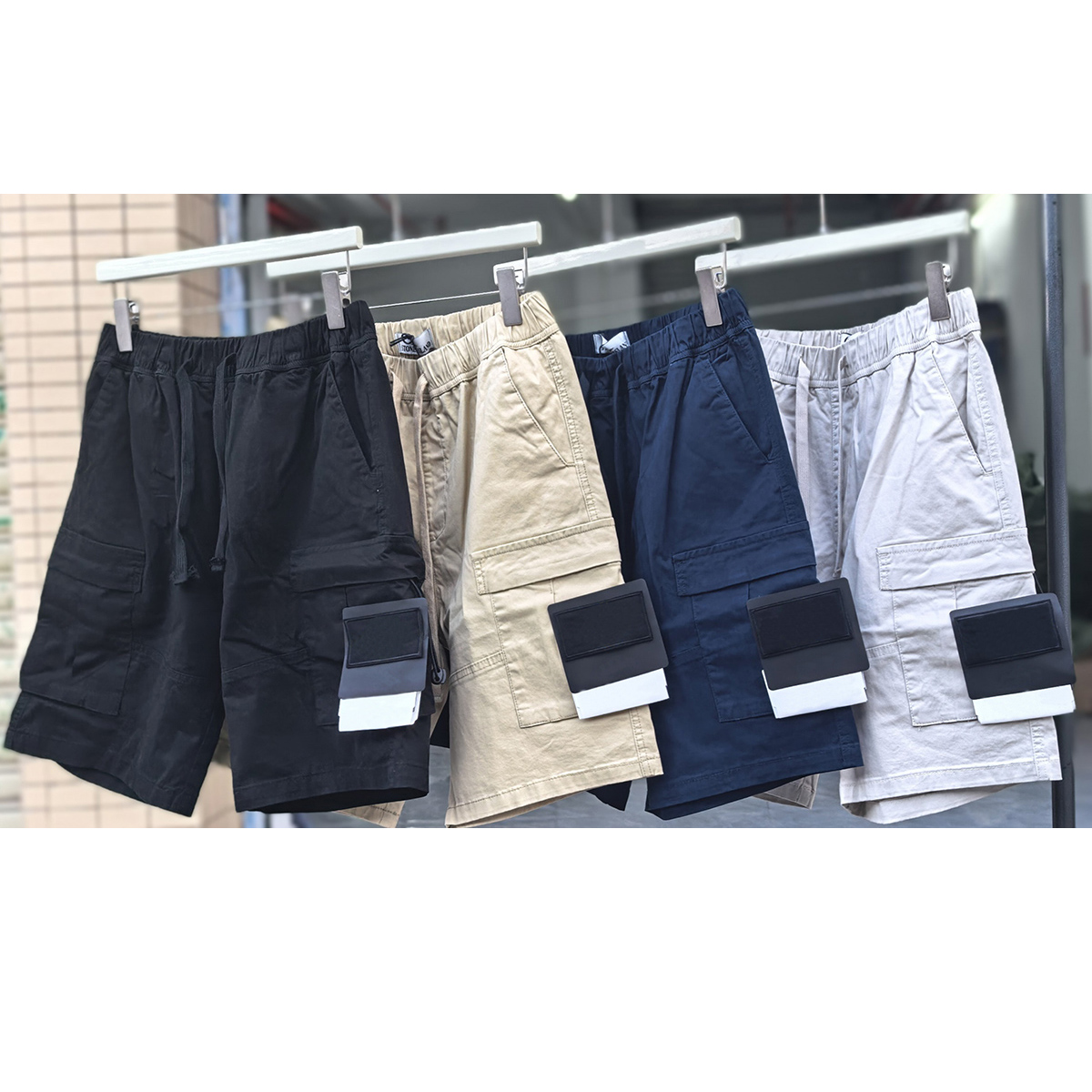 Designer cargo shorts Mens bottom Classic embroidered compass badge on pocket Elastic waist Mens Pants Sports Casual bottoms