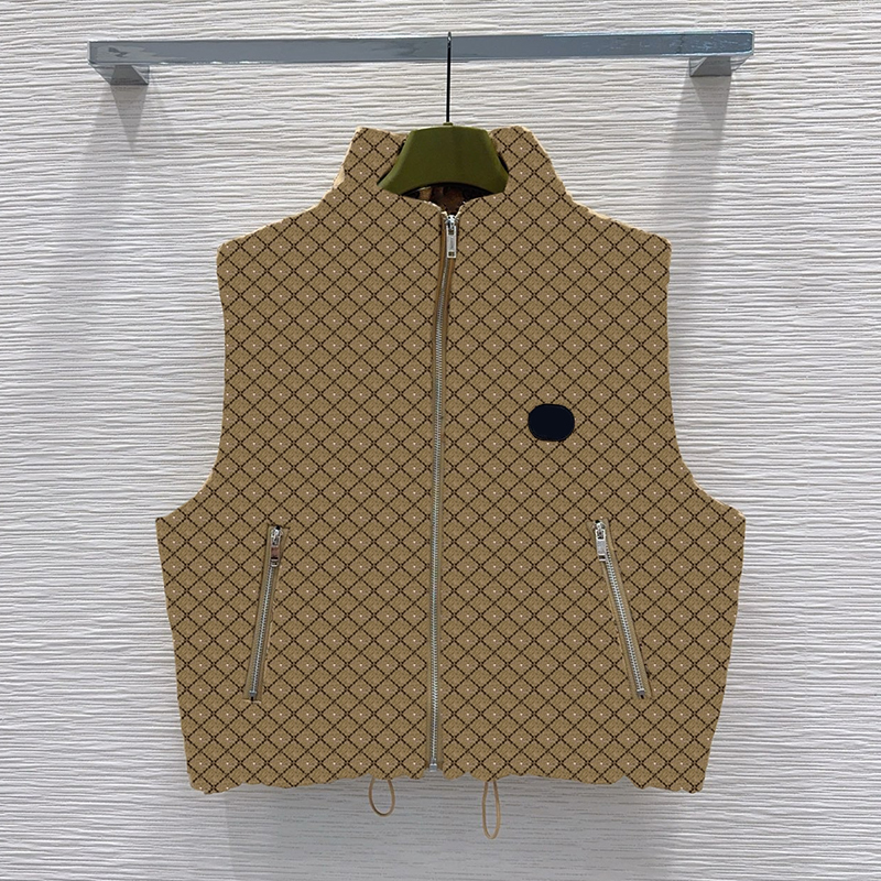 Retro Lettered Fluffy Down Vest For Women Designer Jacquard Zipper Sleeveless Down Jacket Winter Outdoor Warm Waistcoat