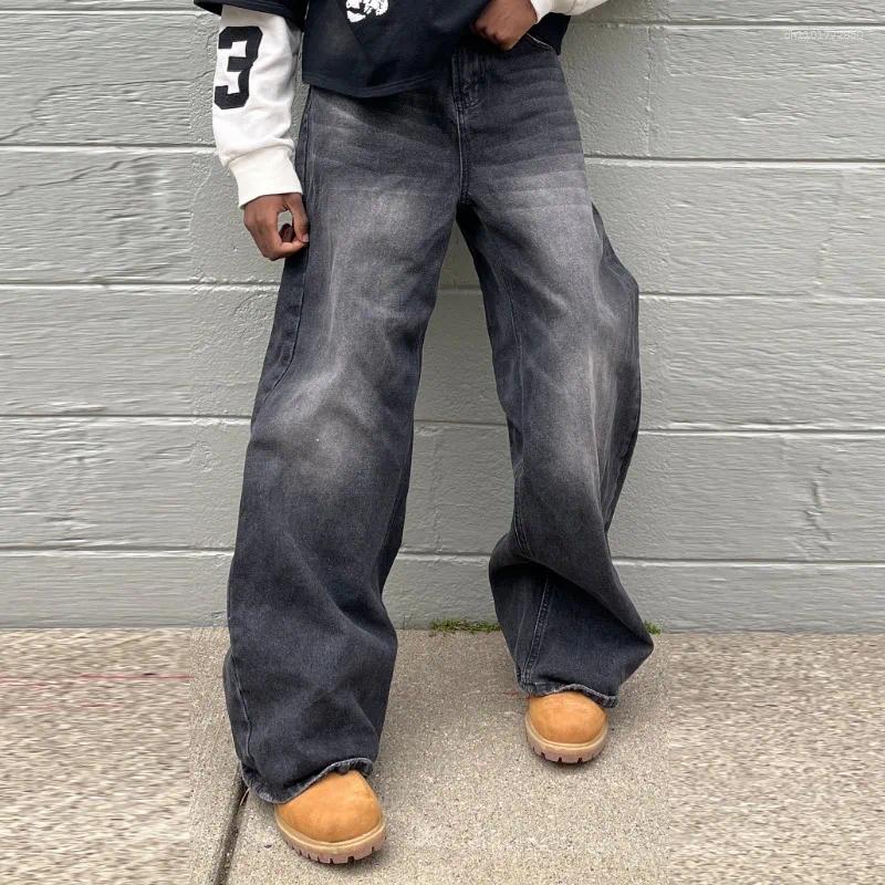 Men's Jeans Vintage Men Baggy Denim Trousers 2026 Y2k Streetwear Wide Leg Loose Pants Women Fashion Distressed Straight Long