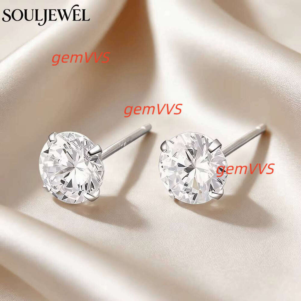 Classic Four Prong Claw Set Moissanite Stud Earrings 925 Sterling Silver Rhodium Plated Brilliant Cut Hypoallergenic Unisex