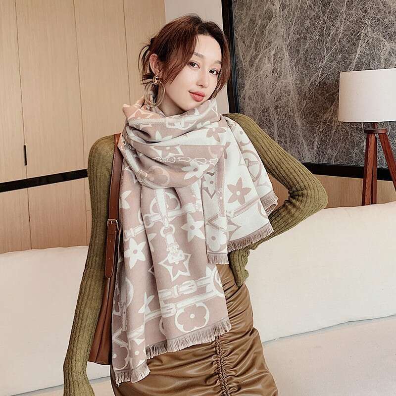 Autumn New Warm for Women Winter Versatile Imitation Cashmere Thickened Chain Neck Scarf Dual-use Shawl Soft