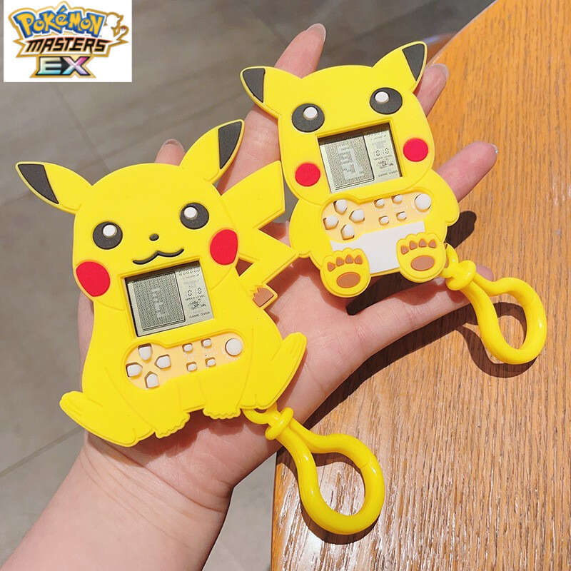 Cartoon Pikachu Keychain Super Mario Handheld Game Console Student Bag Pendant Claw Machine Ornament L260203