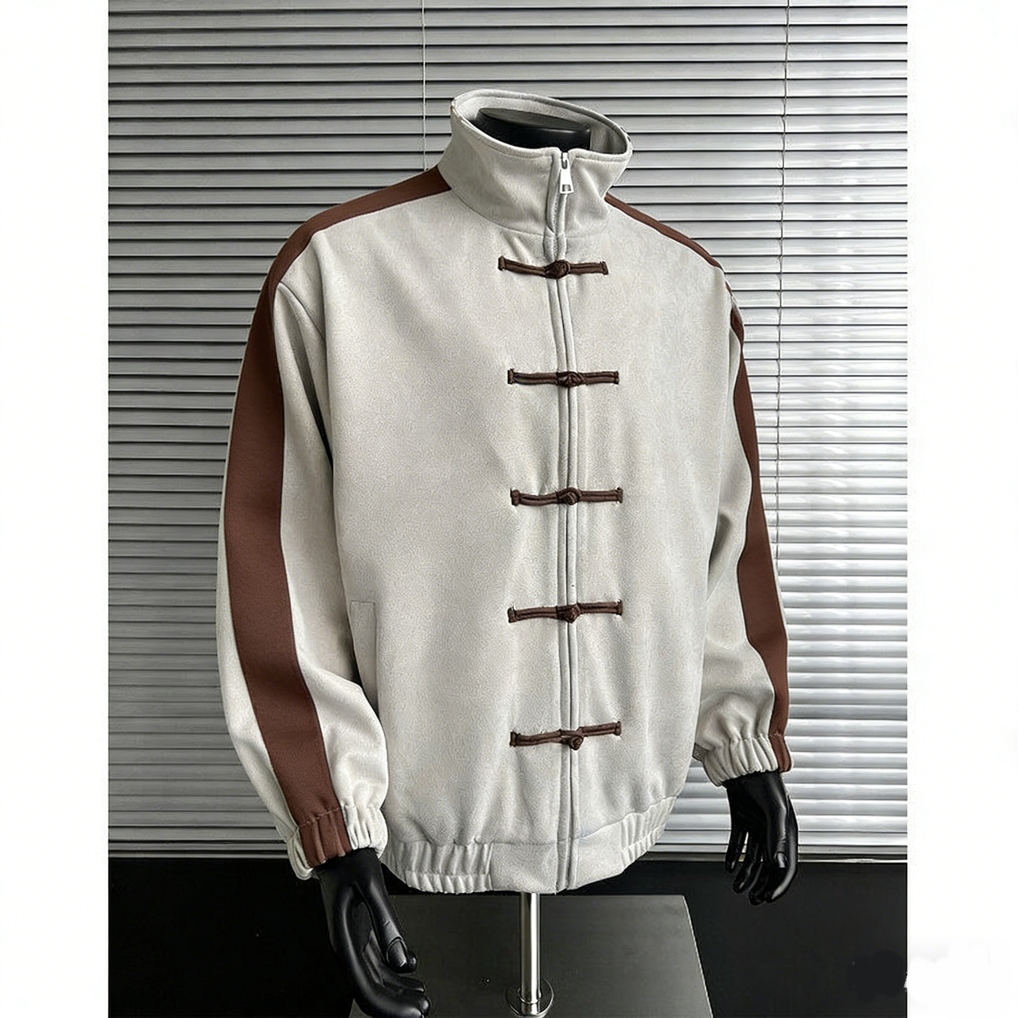 Men's Jackets Loose Fit Tee Bar Button Up Jaet Chinese Sle Stand Collar Spring Autumn Outerwear For Couples Youth Faion Windproof