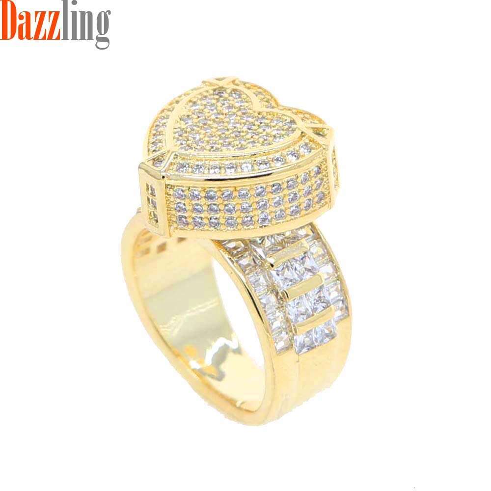 designer rings Zircon Personality Exaggerated Big Heart Inlaid Diamond Heart-Shaped Ring Unisex Trendy