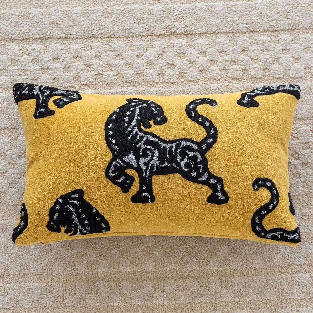 30X50/45X45CM Tiger Embroidery Throw Pillow Light Luxury Stamping Waist Cushion Cover Decor Home Decorative Pillowcase