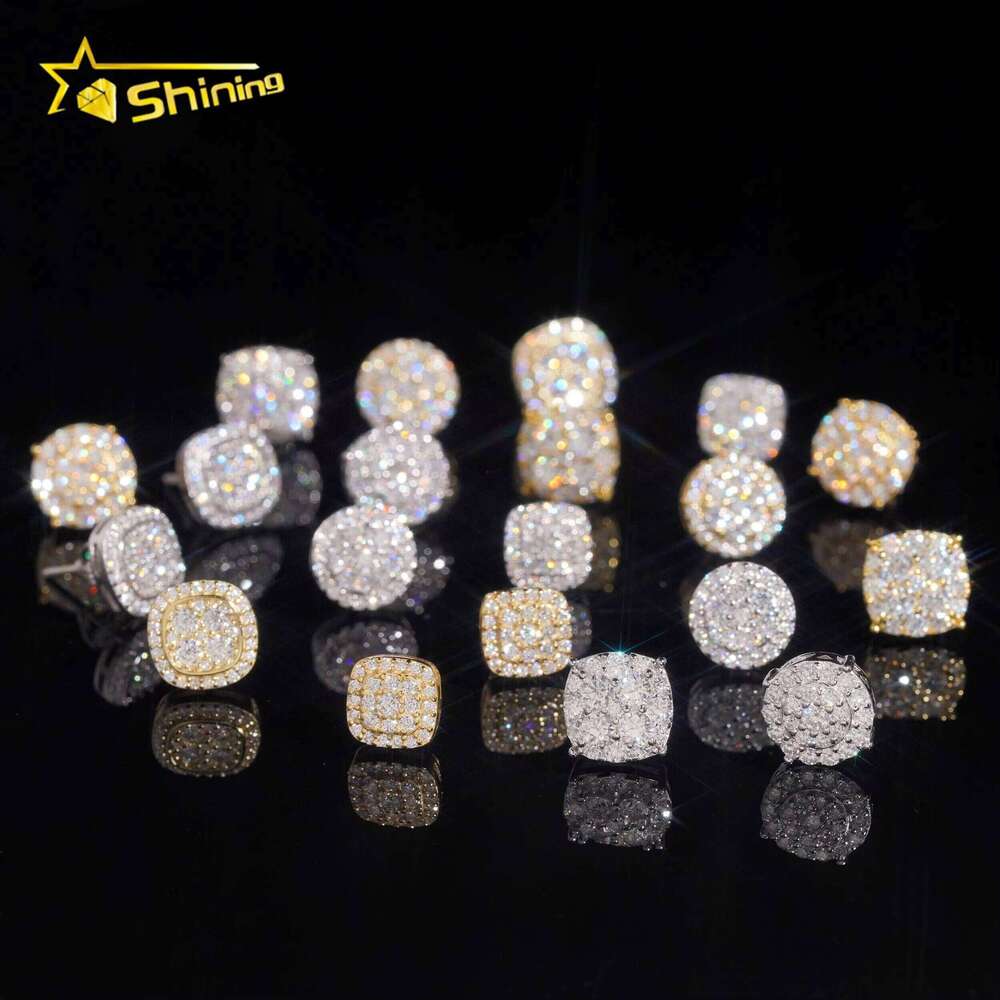 Fast Shipping Local Stock 925 Silver Iced Out Hip Hop Screw Back GRA Certified VVS Moissanite Earrings