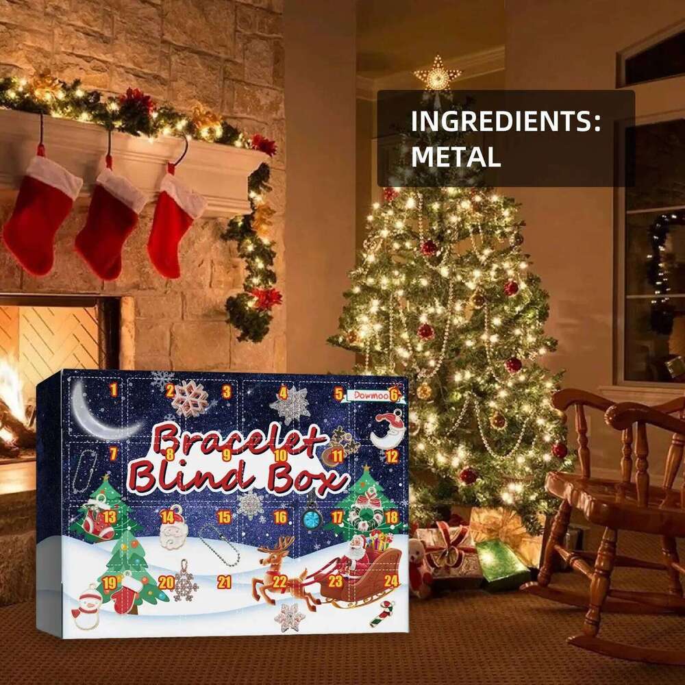 Dowmoo Christmas Advent DIY Bracelet 24 Grid Calendar Bell Accessories Blind Box S260202
