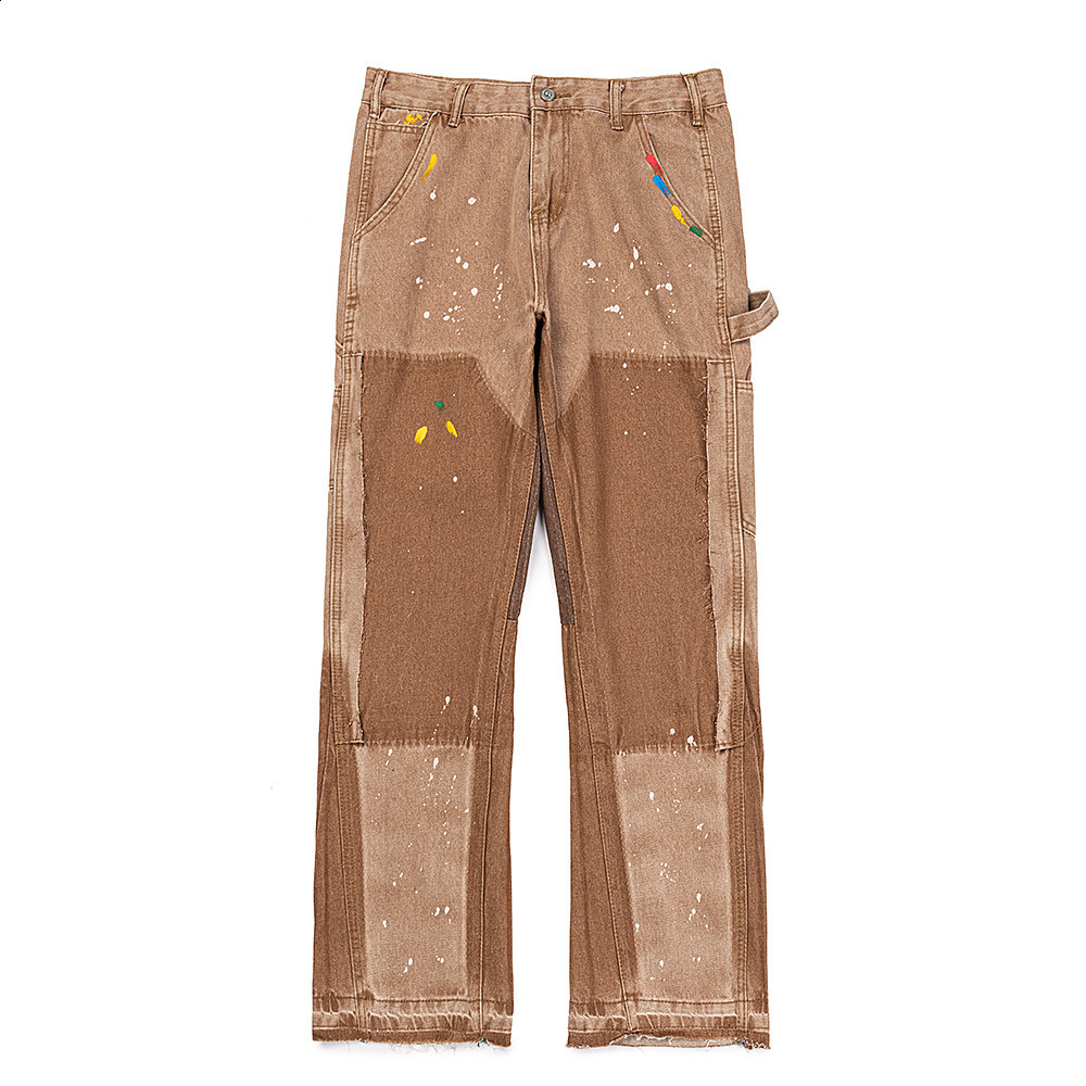 Men's Jeans Y2K Streetwear Vintage Brown Baggy Cargo Jeans Pants Men Clothing Patchwork Straight Stacked Denim Trousers Pantalon Homme 230529