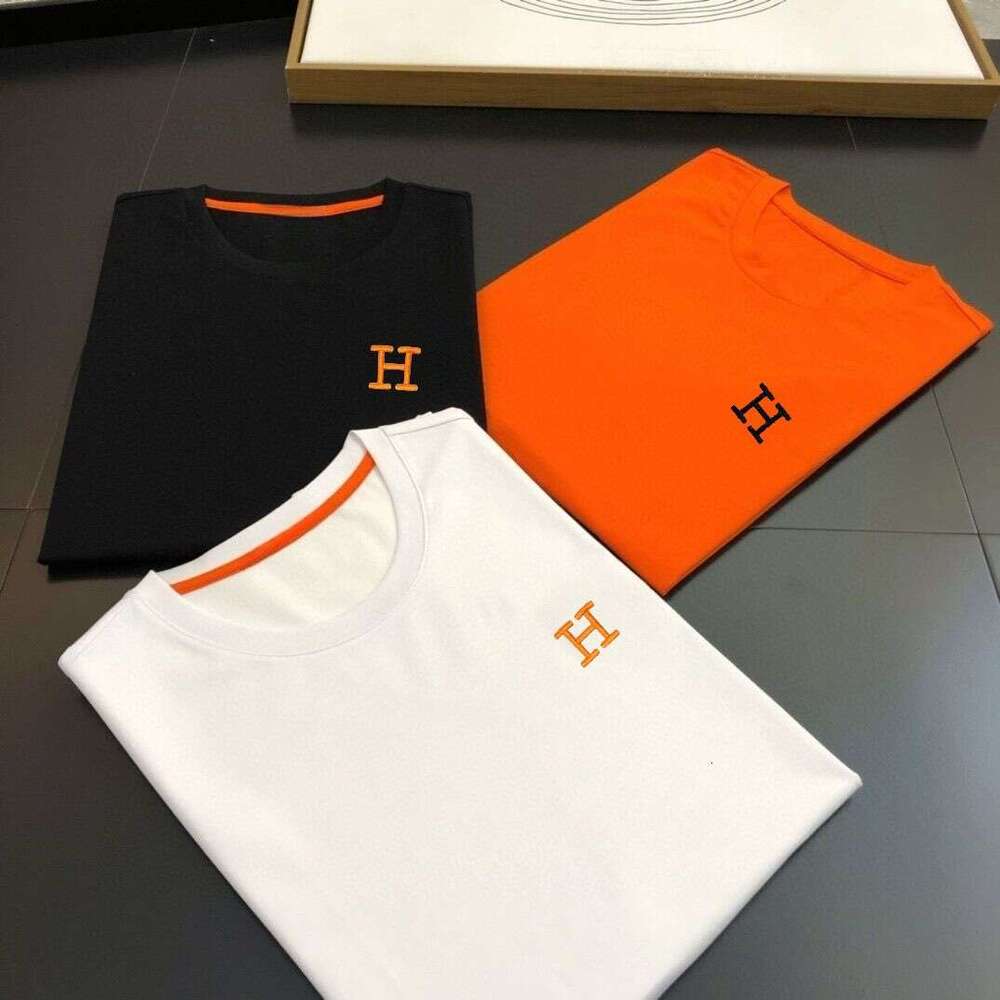 Hot-Selling Summer Classic Short-Sleeve T-Shirt For Men, Pure Cotton, Round Neck, Slim Fit, Base T-Shirt, Casual Embroidered Versatile Top