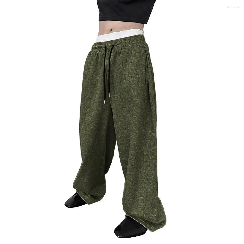 Men's Pants Y2k Harajuku Wide Leg Sweatpants Women Streetwear Baggy Oversize Gray Sports High Waist Drawstring Casual Joggers Trousers - view 5