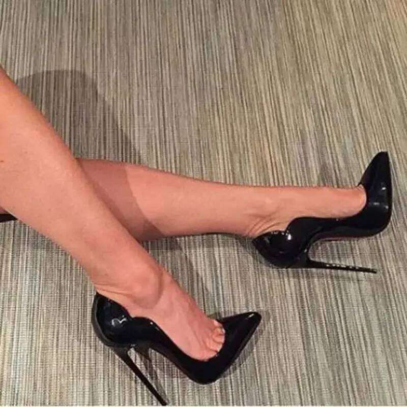 Pink Curl Upper Women Patent Pointed Toe Stiletto High Heels Sexy Ladies Party Dress Shoes Club Dance Pumps Plus Size