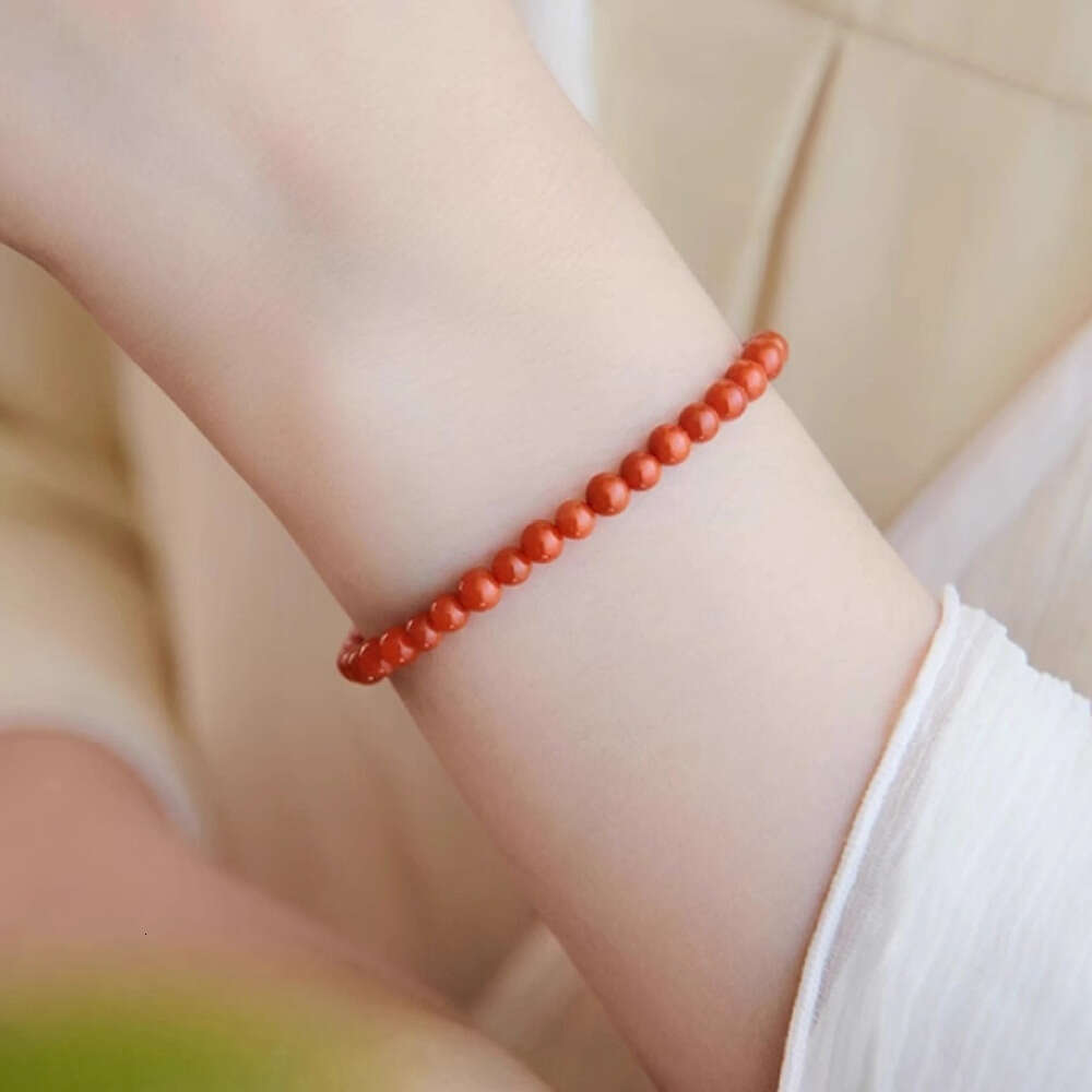 Natural Stone Red Agate Good Luck Single Circle Transfer Bead Unisex Zodiac Year Ultra-fine Gift for Girlfriend Bracelet