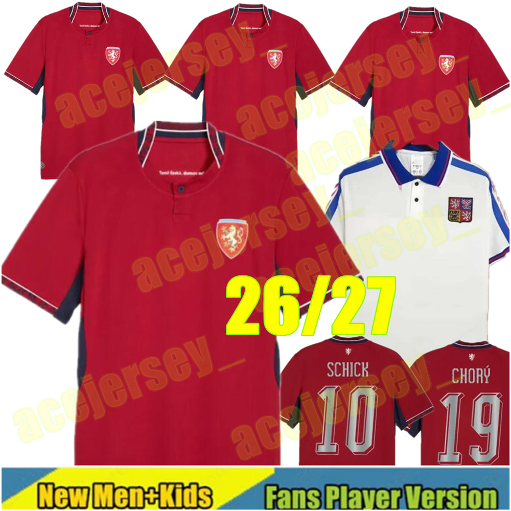 26 27 Czech Republic Soccer Jerseys VITIK KREJCI SCHICK DOUDERA SULC CHORY SOUCEK POBORSKY NEDVED Czech 2026 27 National team 1996 Retro mens kit football shirt