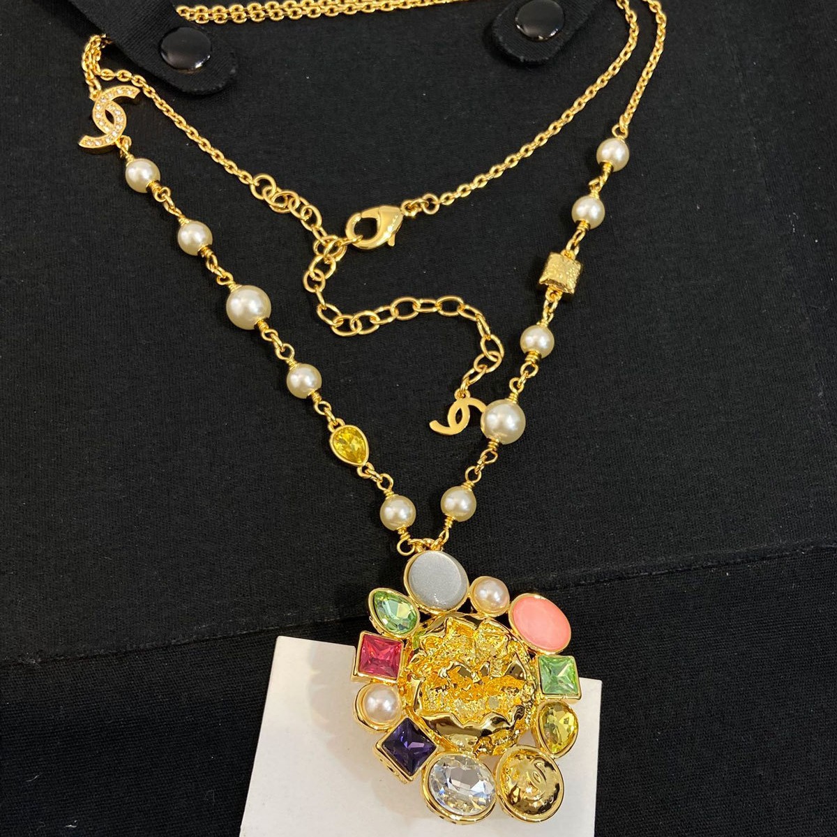 Pendant Necklaces Pear High Quality Necklace Luxury Brand Crystal Letter Double Layer Long Chains Necklaces Party Jewelry