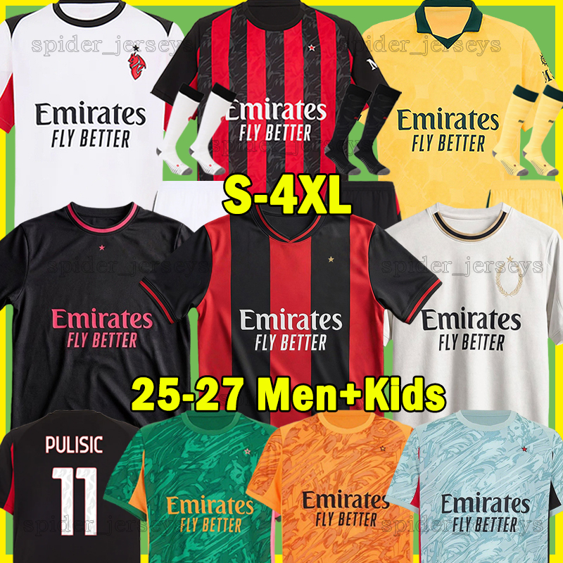 XXXL 4XL 26 27 A C MILANS Soccer Jerseys PULISIC MODRIC GIMENEZ RAFA LEAO 2025 2026 FOFANA RABIOT SAELEMAEKERS Football Shirts NKUNKU MILANJersey Men Kids Kits sets