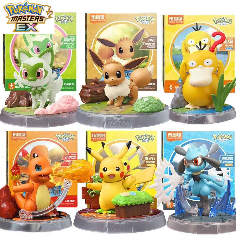 BLOKEES Original POKEMON Building Blocks Pikachu Charmander Psyduck Sprigatito Eevee Lucario Pokmon Action Figure Toys Gift L260203