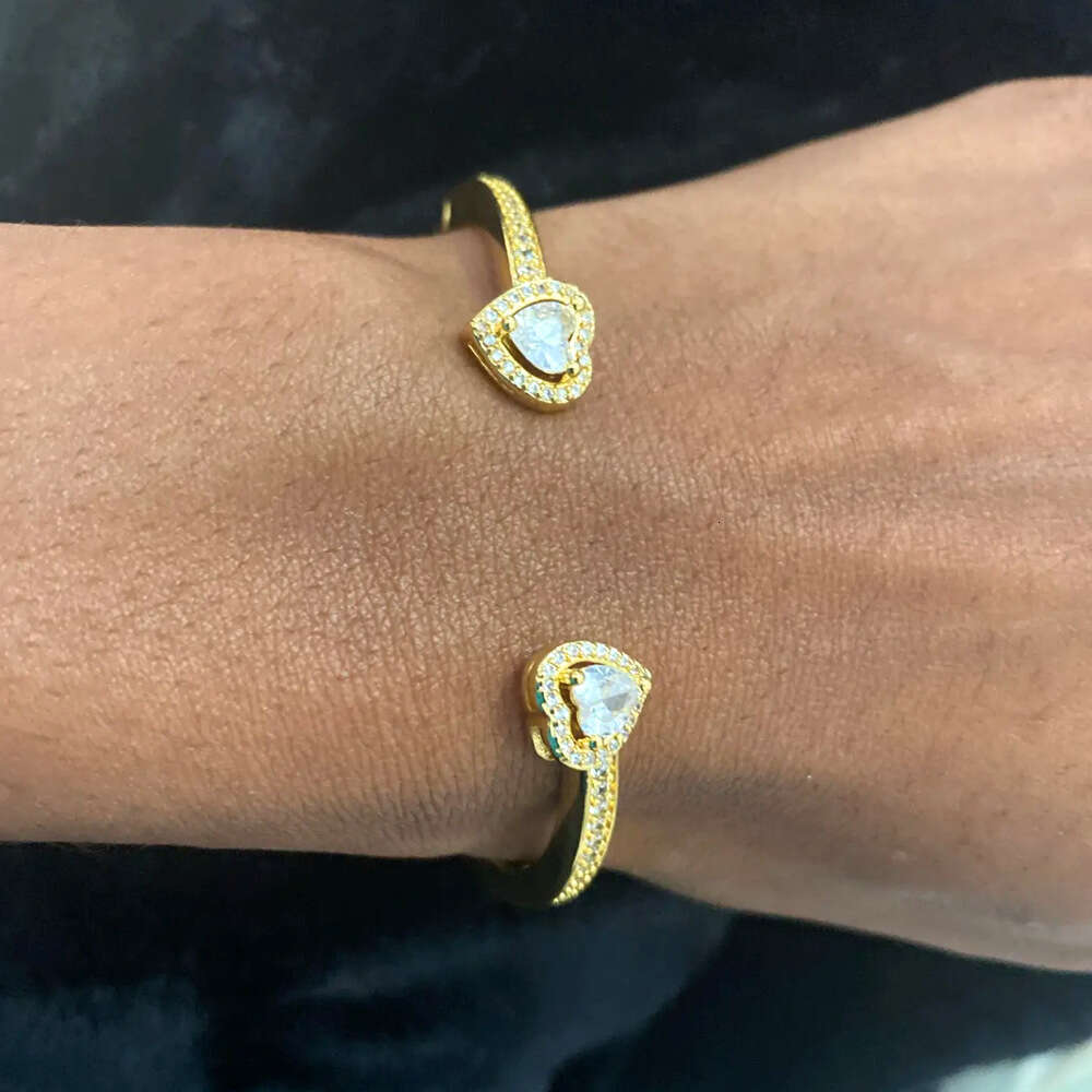 designer rings Simple Hip-Hop Thin Circle Double Heart Open Ins Style Women's Zirconia Fashion Personality Bracelet