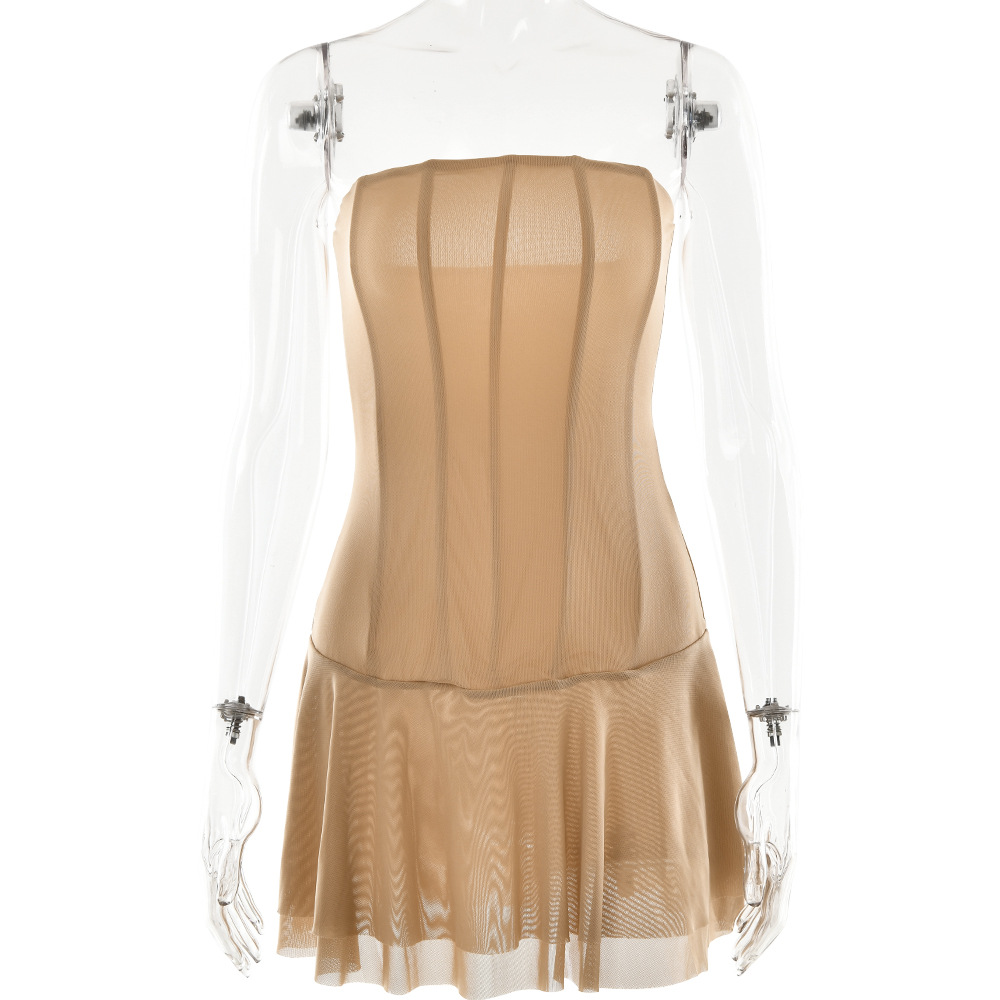 X97994 European and American style 2025 export spring/summer fashionable sexy strapless short dress, cross-border new hot selling backless slimming dr