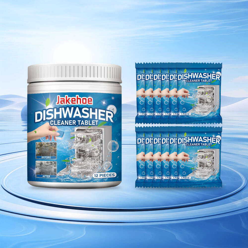 Jakehoe Dishwasher Cleaning Effervescent Tablets Bucket Kitchenware Tableware Special Detergent for Removing Grease, Odor, and Scale S260202