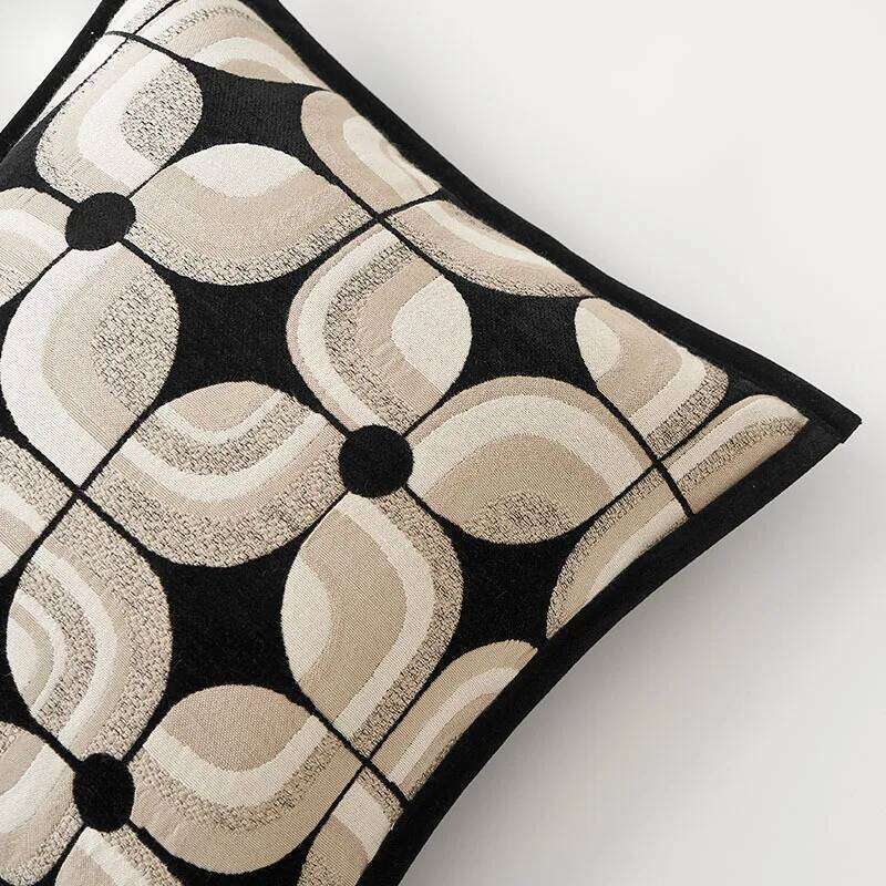 Black Khaki Geometric Pattern Cushion Cover Modern Style 45x45 50x50 Decorative Pillowcase Suitable for Sofa Chairs Bedding Home Decor Pillowcase