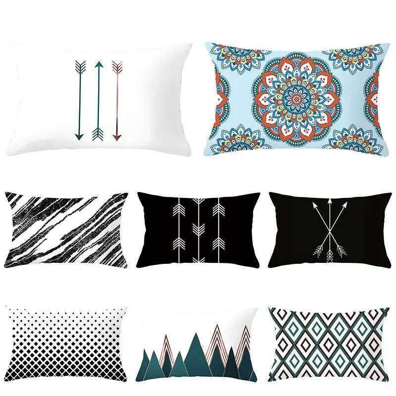 Black White Cushion Cover Home Decor Pillowcase Geometric Pattern