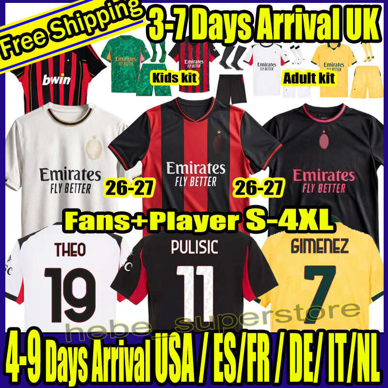 S-4XL KOCHE PULISIC RAFA LEAO soccer jerseys AC 2026 2027 S REIJNDERS LOFTUS-CHEEK Maignan GIROUD football shirts THEO Adult Men Kids Kit sets 25 26 27 fourth uniforms