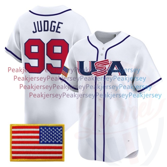 99 Judge USA Team 2026 WBC Baseball Jersey Crow-Armstrong Releigh Skenes Smith Bichette Trout Tucker Betts Harper Realmuo Soto Personalised Stitched