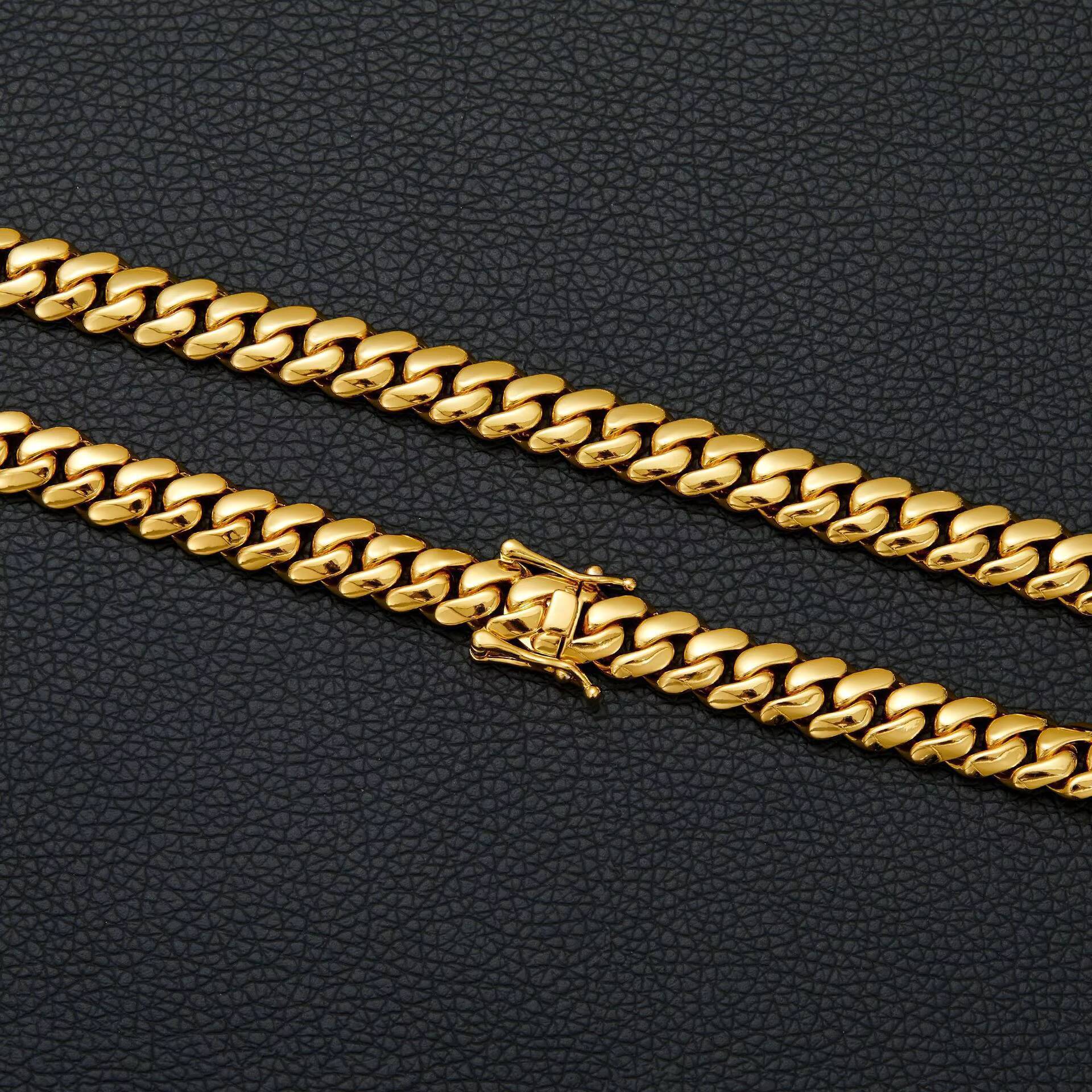 10MM-22MM Wholesale Mens Stainless Steel Miami Cuban Link Necklace Hiphop Chain Gold Plating Non-Tarnish Trendy for Men Women
