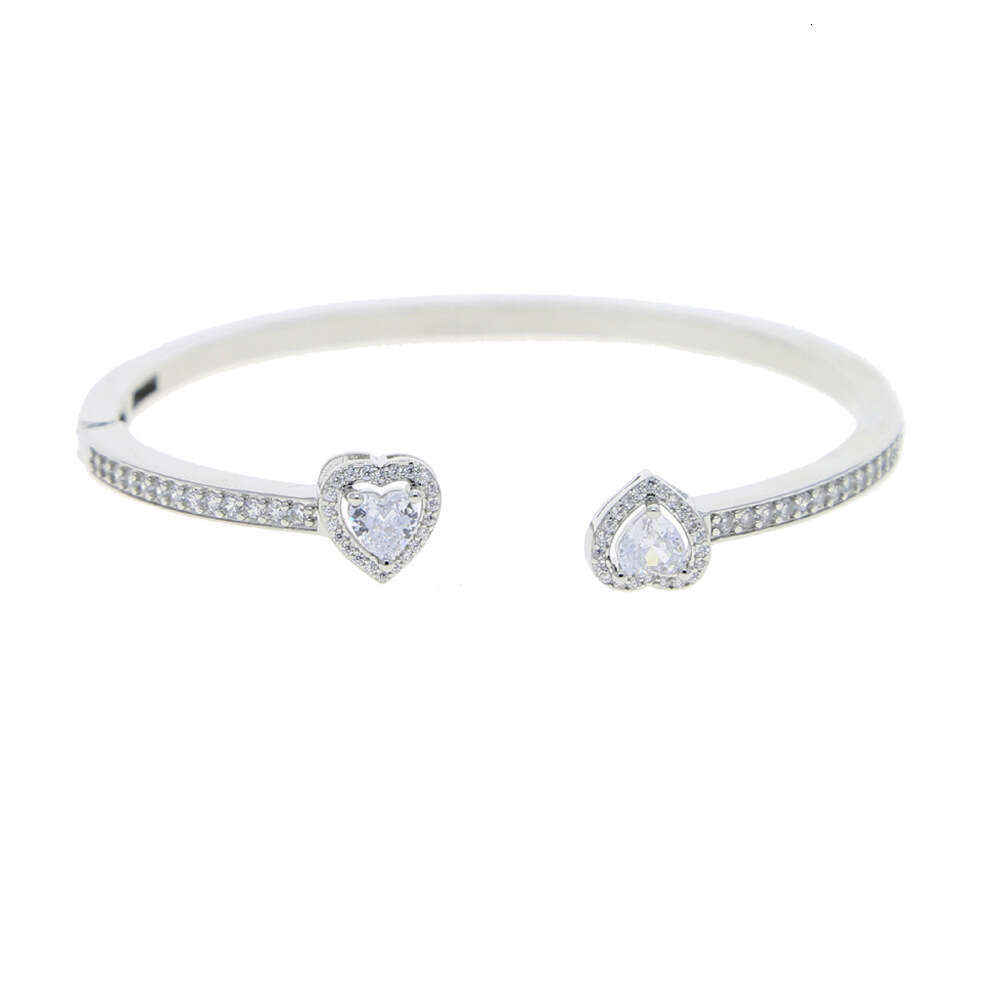 designer rings Simple Hip-Hop Thin Circle Double Heart Open Ins Style Women's Zirconia Fashion Personality Bracelet