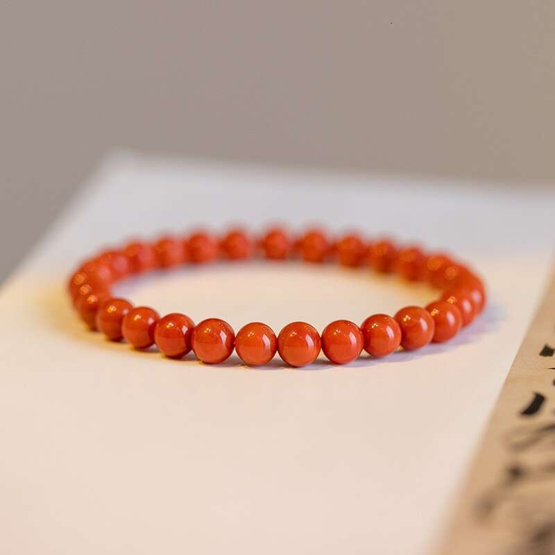 Natural Stone Red Agate Good Luck Single Circle Transfer Bead Unisex Zodiac Year Ultra-fine Gift for Girlfriend Bracelet