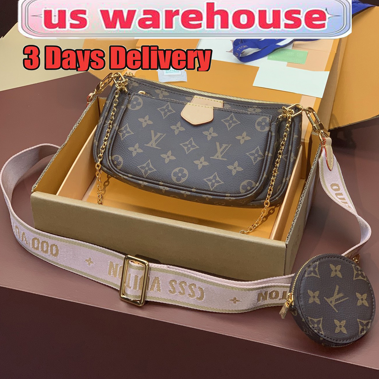 Luxury Designer Bags High-Quality Wallets Fashion Designer Shoulder Bags Crossbody Bags Women's Metal Chain Clutch 3-in-1 Underarm Bag Premium Wallets Fashion Bags