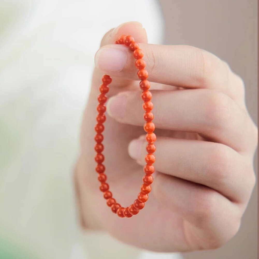 Natural Stone Red Agate Good Luck Single Circle Transfer Bead Unisex Zodiac Year Ultra-fine Gift for Girlfriend Bracelet