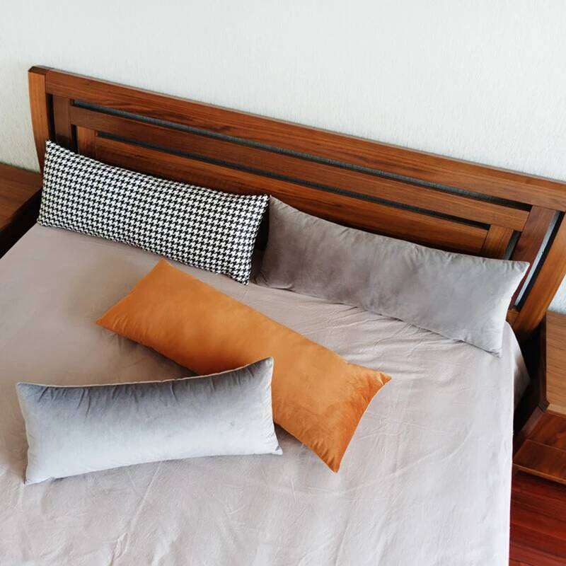 Rectangular Decorative Throw Pillow 30*70cm/35*90cm Solid Color Velvet Waist Pillowcase Bedside Cushion Cover of Bedroom