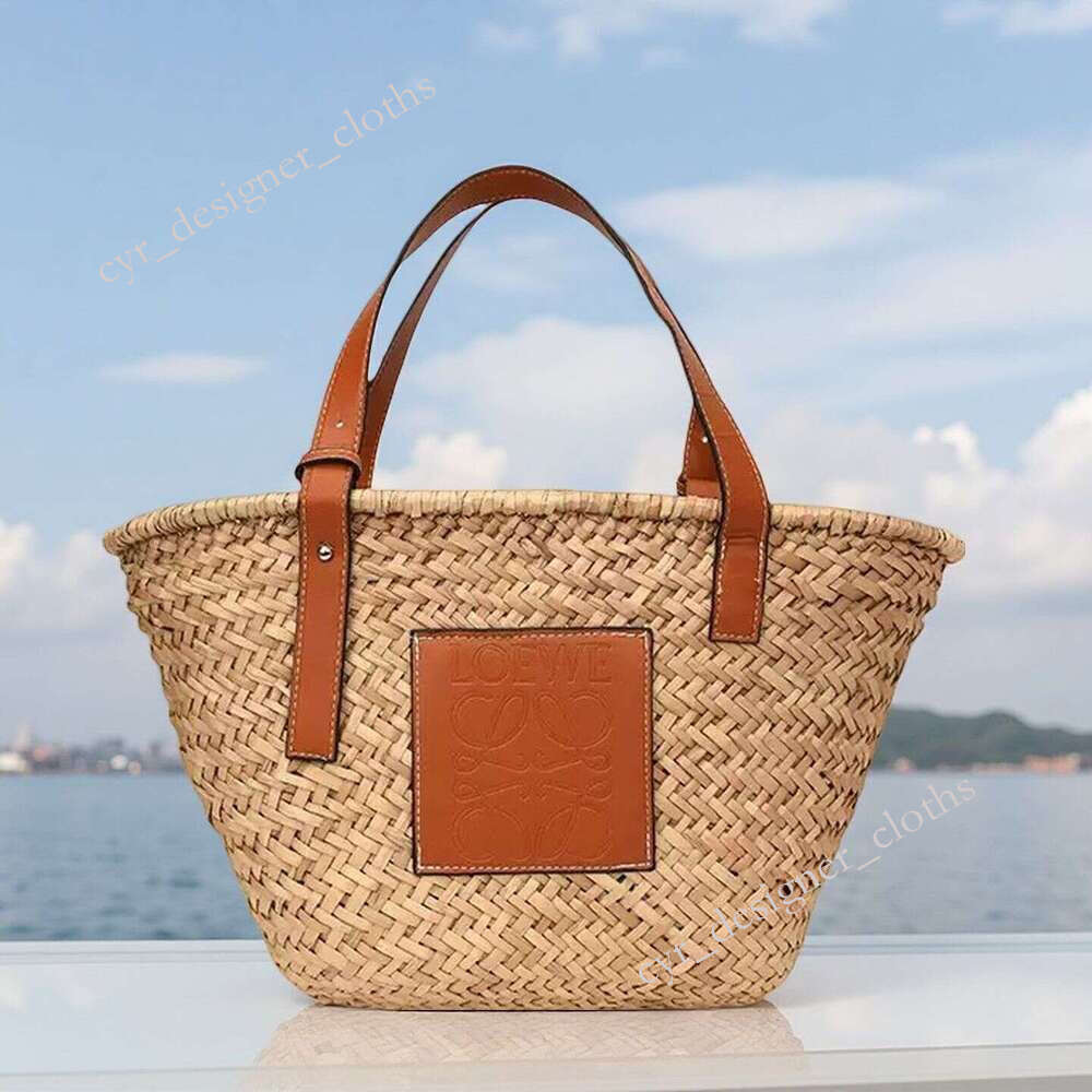 Women's Designer Large Loeweelys Tote Bag Basket Straw Bag Designer Hand Woven Cross Body Open Beach Handbag Ladies Summer Bag 9De