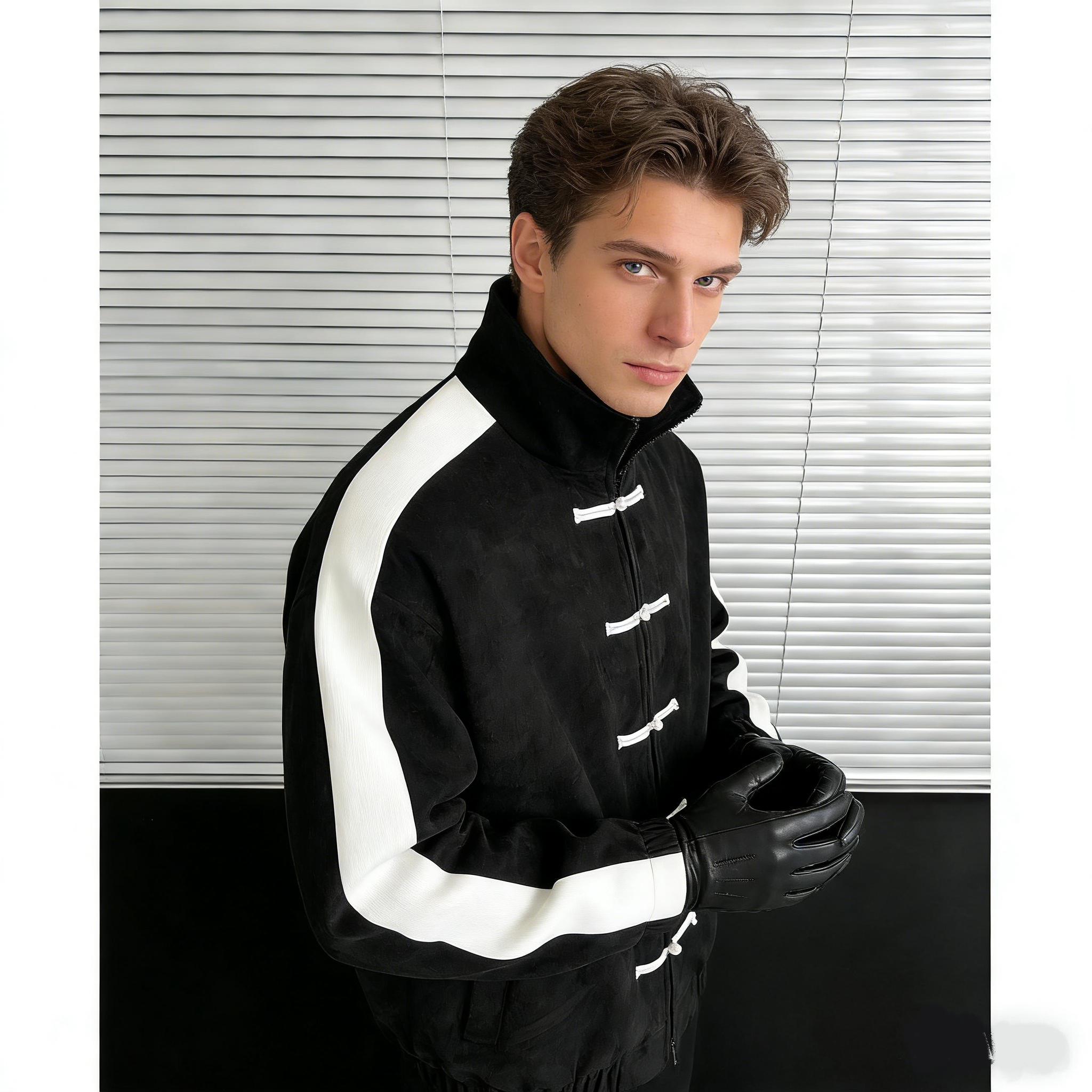 Men's Jackets Loose Fit Tee Bar Button Up Jaet Chinese Sle Stand Collar Spring Autumn Outerwear For Couples Youth Faion Windproof