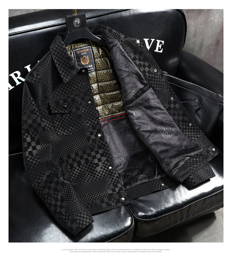 2026 New Designer Clothing Print Jacket Leather Men's Coat Top-class Business Casual Coat Fur Trend Outdoor Sports Luxury Men's Clothing