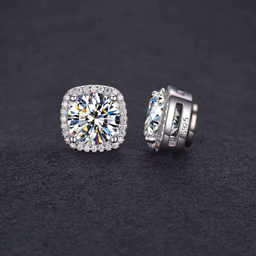 Xs Pass Tester 5Mm 6.5Mm 8Mm Moissanite Magnetic 925 Sterling Silver Mossanite Halo Stud Earrings For Men