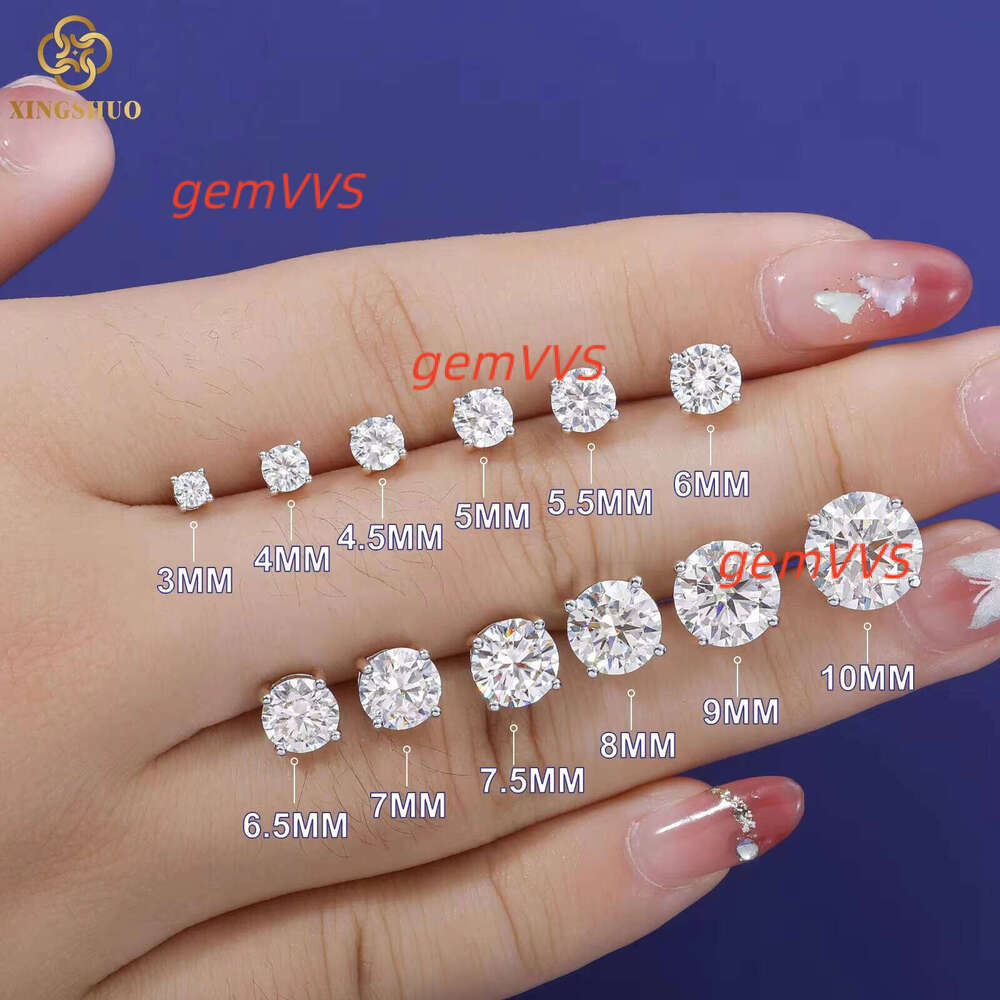 Xs 3Mm-10Mm Classic Mossanite Screw Back Earrings Luxury Jewelry 925 Sterling Silver Vvs Moissanite Ear Stud For Men Women
