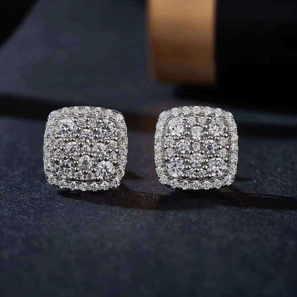 Luxury Rhodium Plated Fine Lab Grown Diamond VVS Moissanite Custom Women S925 Sterling Silver Stud Earrings