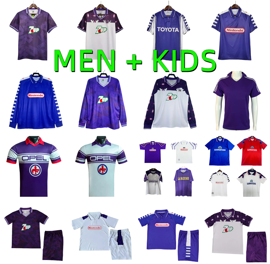 Fiorentinas Retro Soccer JerseyS 1985 1989 1990 1991 1992 1993 1994 1995 1996 1997 1998 1999 2000 BATISTUTA RUI COSTA 79 80 84 85 89 90 91 92 93 94 95 96 97 98 99 Men kids kits