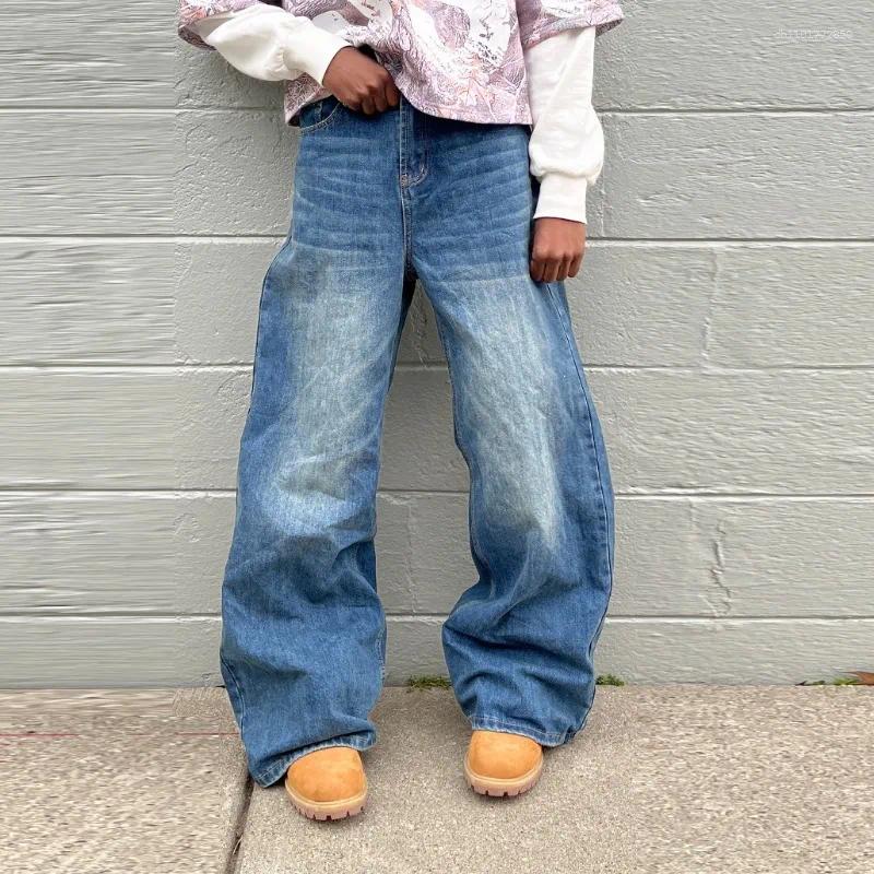 Men's Jeans Vintage Men Baggy Denim Trousers 2026 Y2k Streetwear Wide Leg Loose Pants Women Fashion Distressed Straight Long