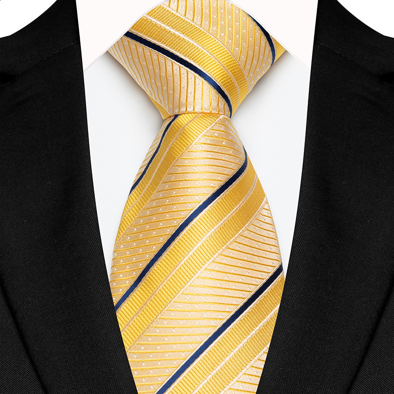 HiTie Black Gold Paisley Striped Silk Wedding Tie For Men Handky Cufflink Mens Necktie Fashion Business Party Dropship 250906