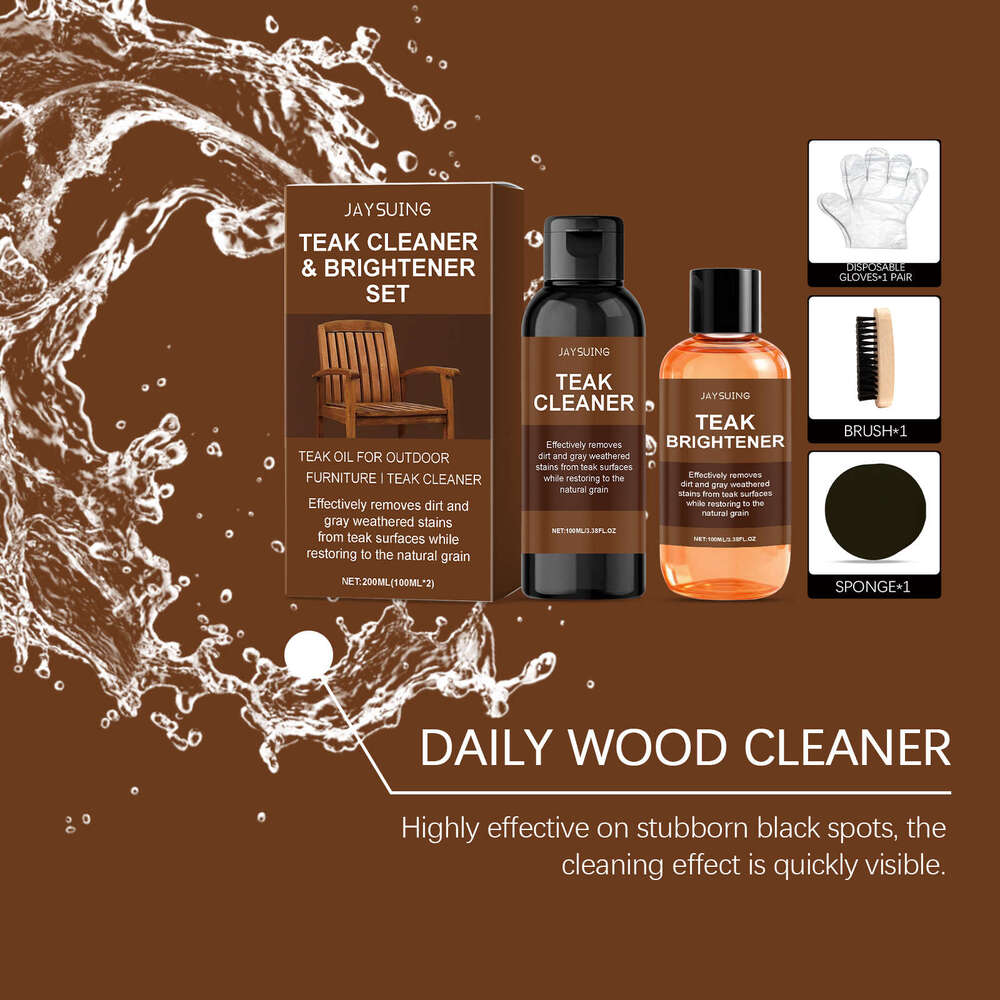 JAYSUING Teak Care Set Cleaning Stain Removal Glossy Wood Grain Daily Furniture Maintenance S260202