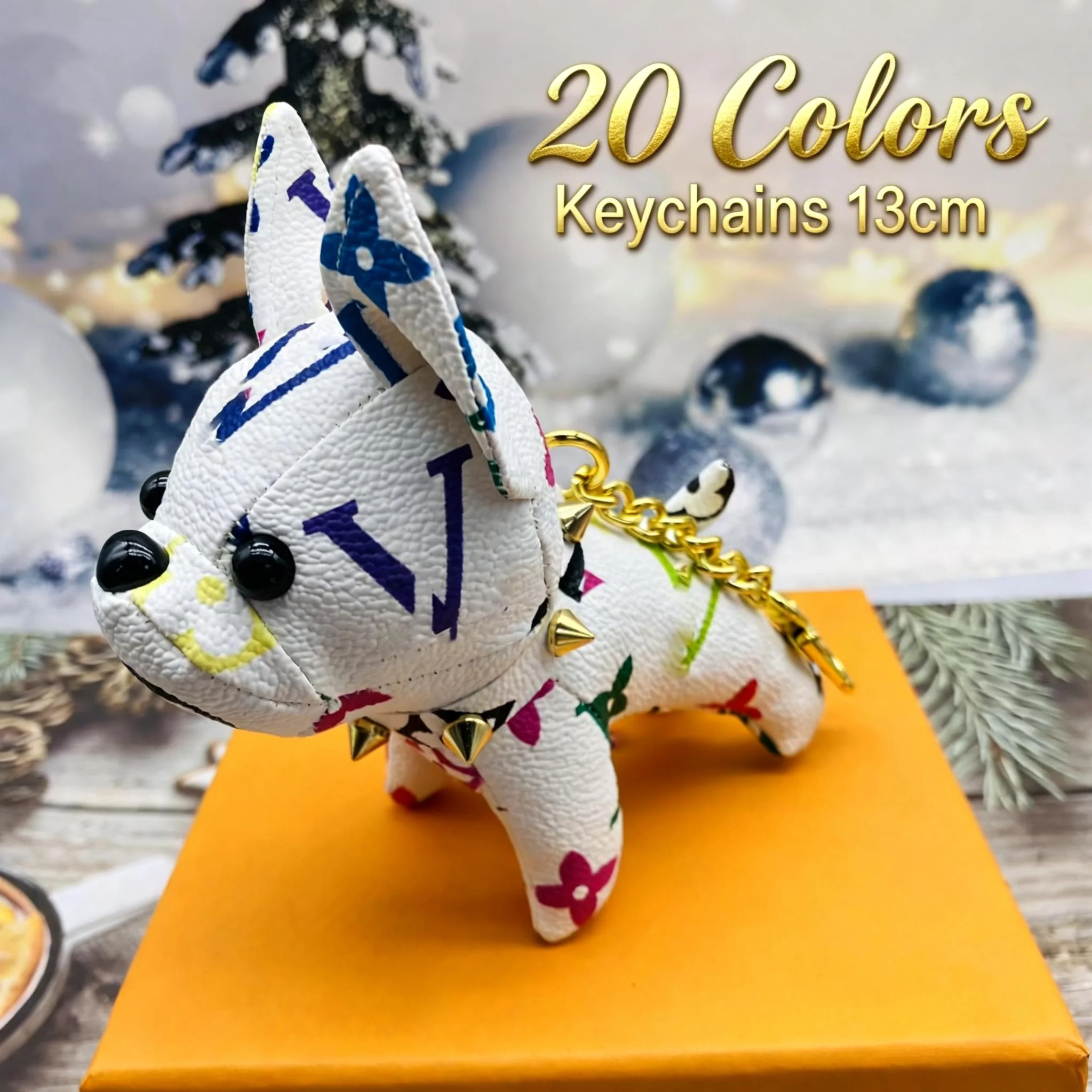 Dog Keychain Bag Charm 20 Color 13cm Pendant French Bulldog Keychain Classic Car Key Pendant Bag Decoration Fashion Jewelry Luxury Designer Keychain 13CM 20 Color