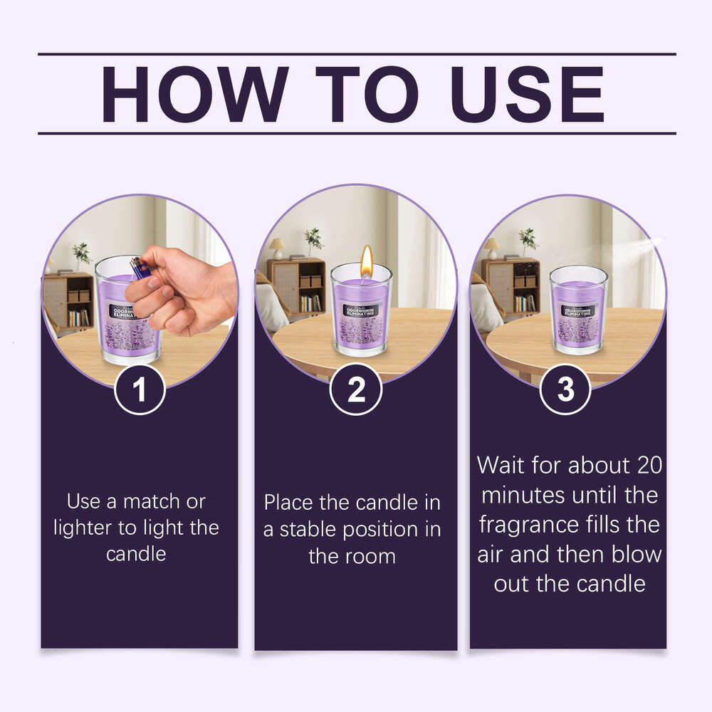 Roxelis Lavender Scented Candle Long-lasting Fragrance Gentle Ingredients One Room Freshness Comfortable Purification Odor Romantic Atmosphere S260202